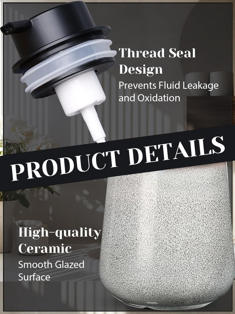 INGOFIN Ceramic Foaming Soap Dispenser -12oz Foam Hand Soap Dispenser Bathroom, Modern Refillable Dish Wash Soap Bottle for Kitchen with Large Pump,Kiln-Glazed - Image 5